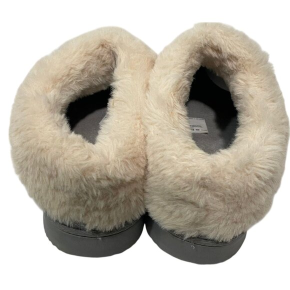 Dearfoams Women's Clog Slippers Gray Faux Fur Memory Foam Total Comfort L 9-10 - Picture 4 of 9
